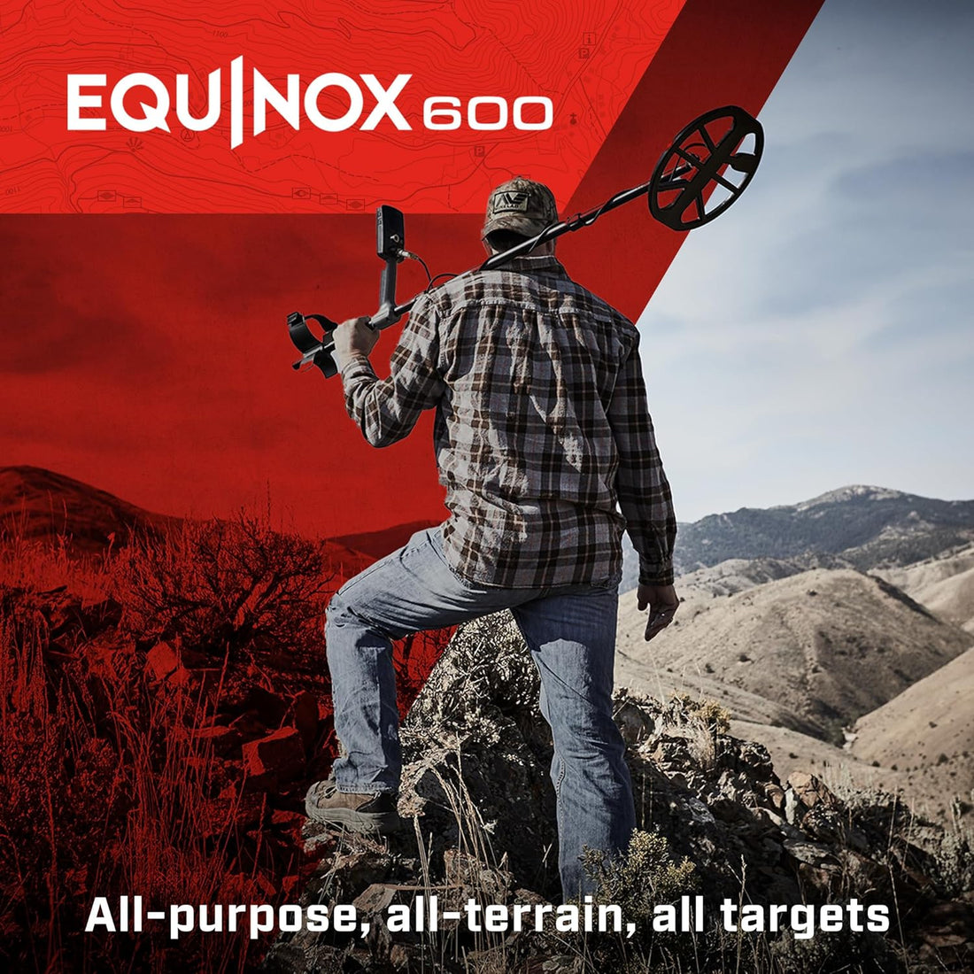 Minelab Equinox 600 Multi-Frequency Waterproof Metal Detector with 11” Double-D Smart Coil & Wire Headphones