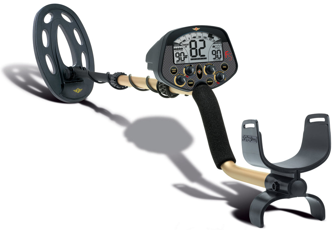 Fisher F5 Metal Detector with Waterproof 10" + 4" Concentric Coils + Bonus Pack