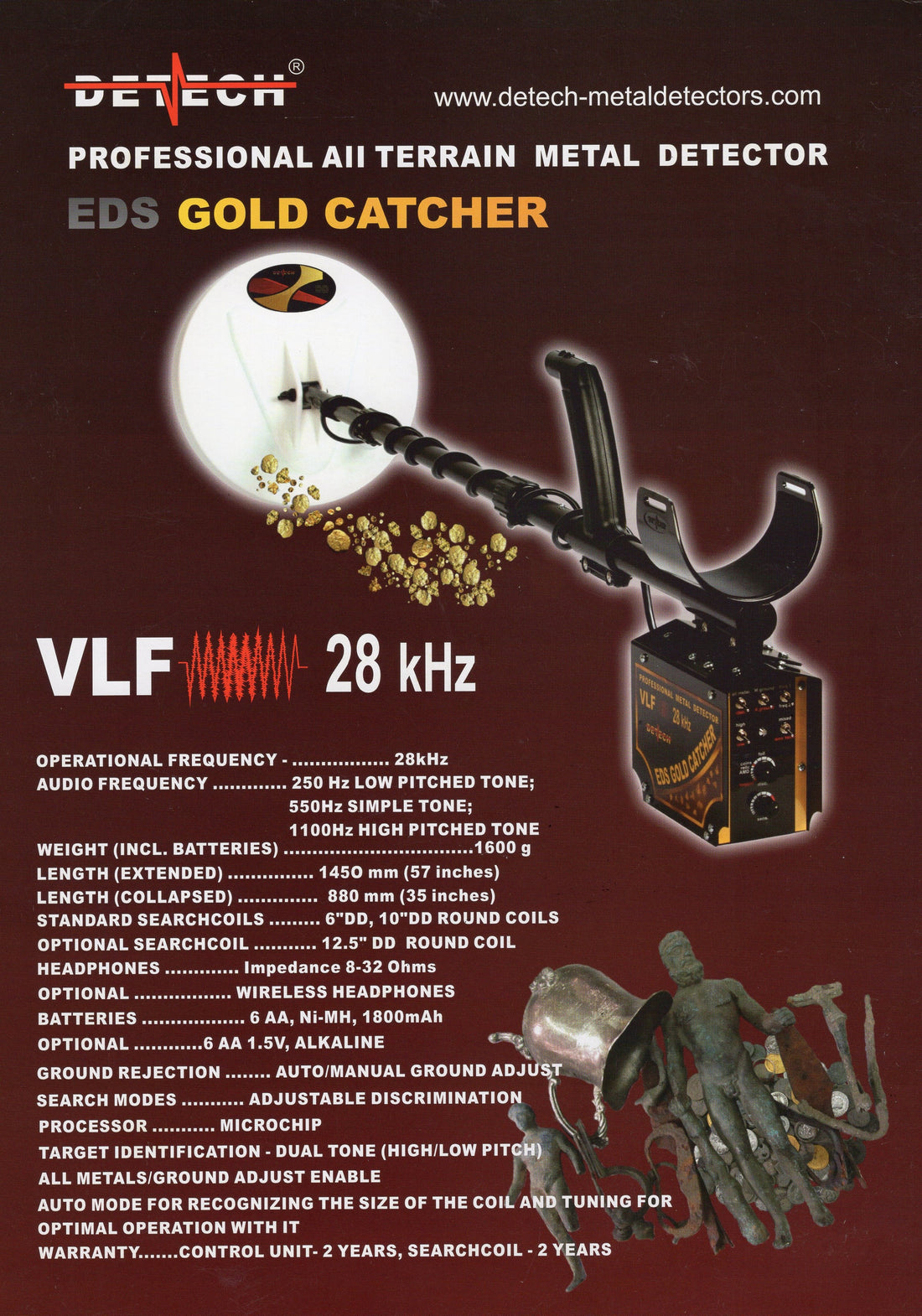 Detech EDS Gold Catcher with 6 x 6" and 10 x 10" Coils + Bonus Pack Brochure