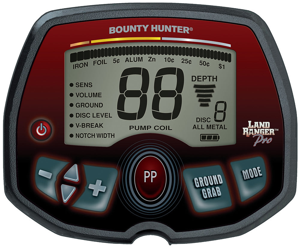 Bounty Hunter Land Ranger Pro Metal Detector with 8" waterproof search coil + Bonus Pack