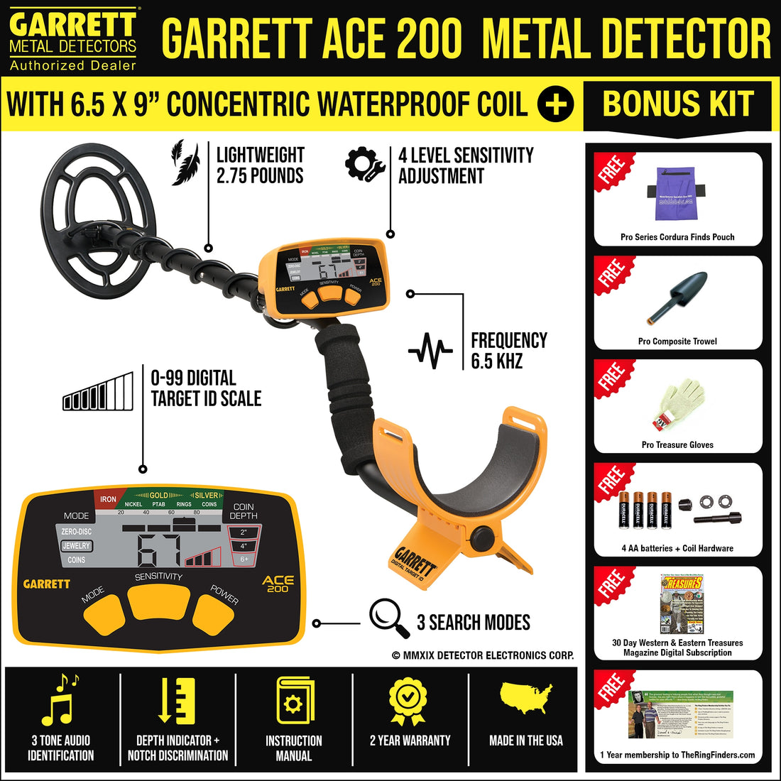 Foto Ópera intersección Garrett Ace 200 Metal Detector | Shop | Features | Reviews – Metal Detector,  LLC