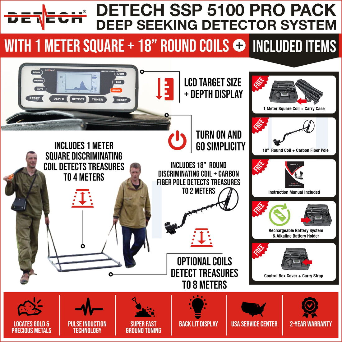 Detech SSP 5100 Pro Pack Deep Seeking Metal Detector System
