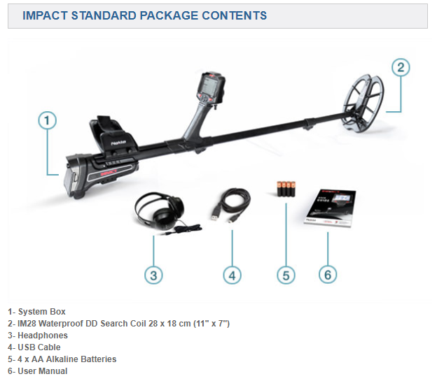 Nokta Impact Standard Package contents