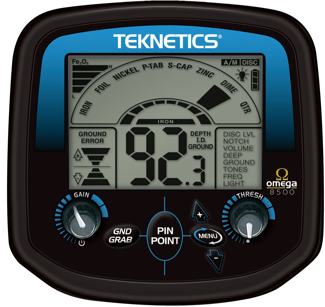 Teknetics Omega 8500 Metal Detector with Waterproof 11" DD Coil + Bonus Pack