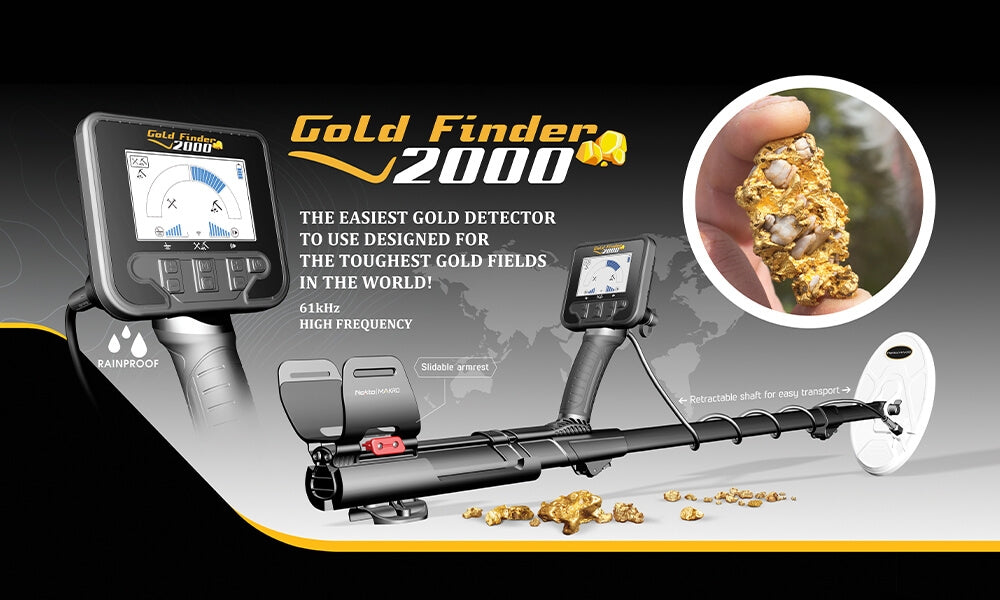 Nokta Makro Gold Finder 2000 Weatherproof Metal Detector + 2 Coils + Wired Headphones + Free Standard Digger + Camouflage Pouch + Ball Cap (when you add to cart)