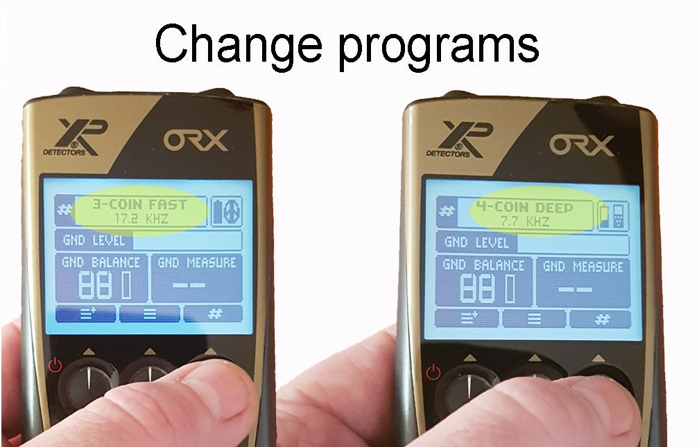 XP ORX Wireless Metal Detector with Back-lit Display Changing Programs